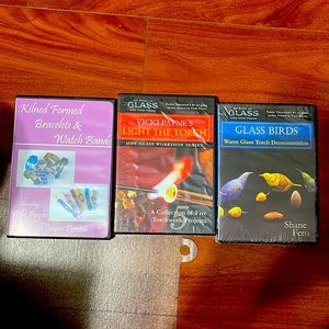3 DVD’S Teaching GLASS BLOWN ART & KILNED BRACELETS & WATCH BANDS.